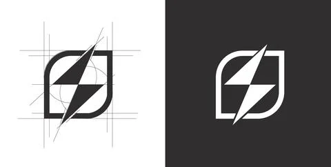 Logo leaf electric minimalist simple unique design isolated black and white イラスト素材