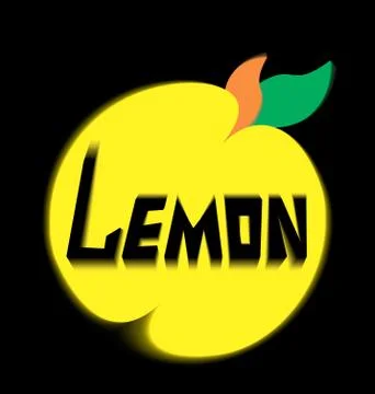 Logo lemon with leave on a black background Stock Illustration