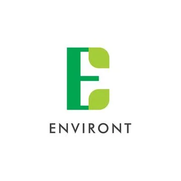 Logo letter E natural minimalist with leaves Stock Illustration