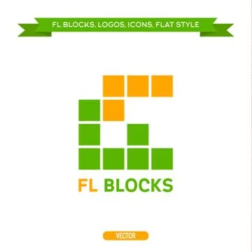 Logo letter FL in the form of blocks and cubes Stock Illustration