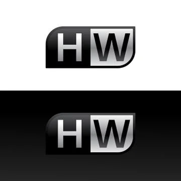 Logo letter HW with two different sides. Negative or black and white vector temp Stock Illustration
