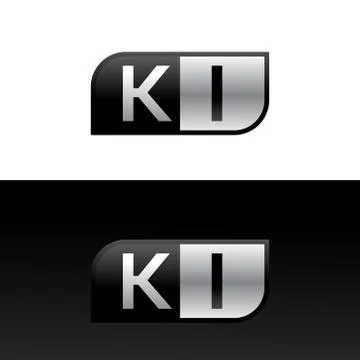 Logo letter KI with two different sides. Negative or black and white vector temp Stock Illustration