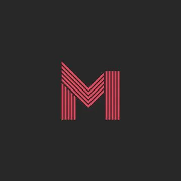 Logo letter M monogram initial design element, parallel thin line creative id Stock Illustration