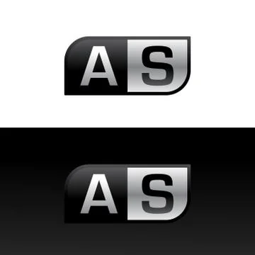 Logo letter AS with two different sides. Negative or black and white vector temp Stock Illustration