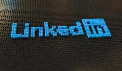Logo of LINKEDIN made with plastic toy blocks, editorial conceptual 3d rendering Stock Illustration