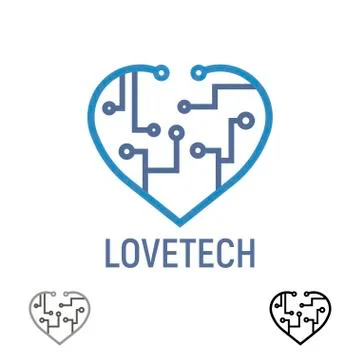 Logo love tech, heart. Technology concept design 스톡 일러스트