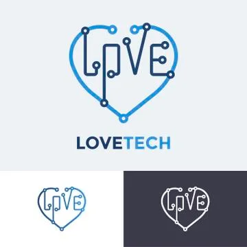 Logo love tech, heart. Technology concept design Stock Illustration