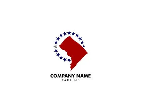Logo Map of the Washington D.C District Stock Illustration