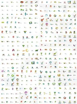 Logo mega collection, abstract geometric business icon set Stock Illustration