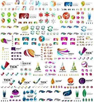 Logo mega collection, abstract geometric business icon set 库存插图