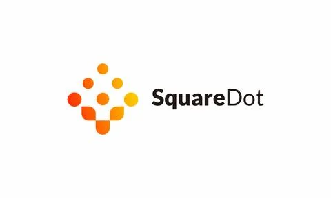 Logo minimalism design elements square dot orange color graphic point Stock Illustration