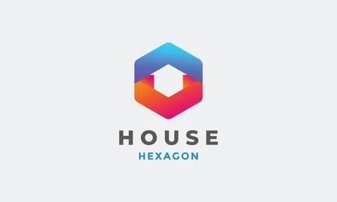 Logo minimalist ring hexagon square arrow flat Stock Illustration