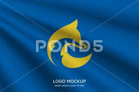 Logo mockup on blue background Plantilla PSD