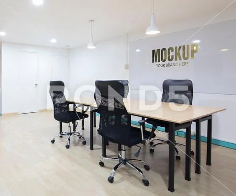 Logo Mockup Office Wall Meeting Room PSD Template