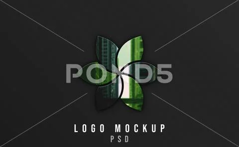 Logo mockup with reflections on black background PSD Template