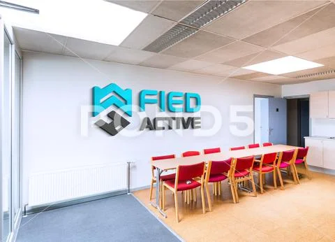 Logo Mockup Sign Office Wall PSD Template