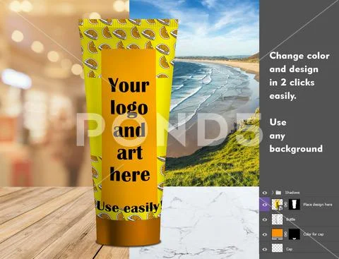 Logo mockup: Tube for cosmetics Modèle PSD