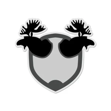 Logo Moose head on a shield. Emblem for  hunting Club. Vector illustration Stock Illustration