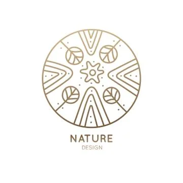 Logo mountain forest in circle Stock Illustration