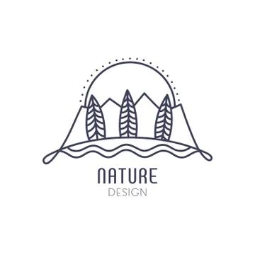 Logo mountain outline Stock Illustration