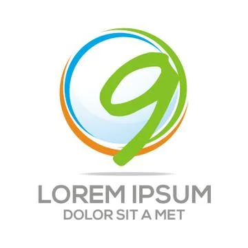 Logo Nine Vector Number Stock Illustration