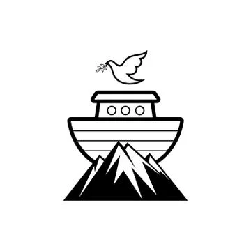 Logo Noah's ark on top of the mountain Stock Illustration