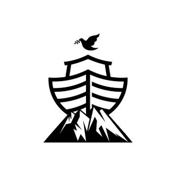 Logo Noah's ark on top of the mountain Stock-Illustration