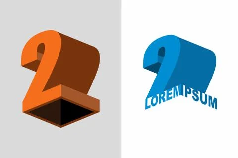Logo number two. 3D figures. Vector design template elements Stock Illustration