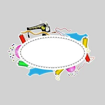 Logo with objects for sewing Illustrazione stock