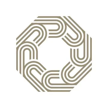 Logo octagon line abstract vector Stock Illustration