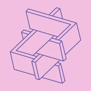 Logo. Optical art object. Impossible shape, optical illusion, vector. Geometric Ilustração Stock