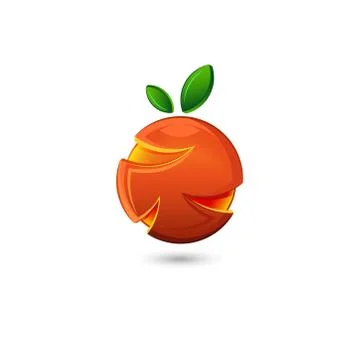Logo orange or grapefruit 3d shape citrus fruit creative design for eco produ 库存插图