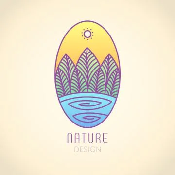 Logo oval landscape Stock Illustration