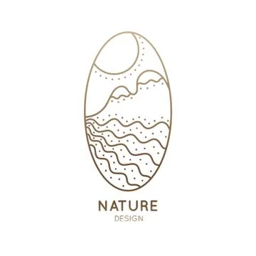 Logo oval mountain river two Stock Illustration