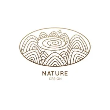 Logo oval mountains two Stock Illustration