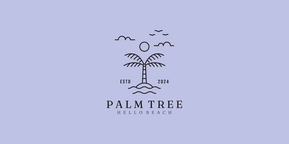 Logo palm tree line simple vector logo illustration design Stock Illustration