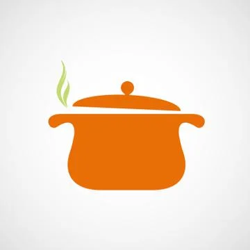 Logo of the pan with steam. Stock Illustration