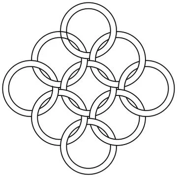 Logo pattern of interlocking rings chainmail element, vector interlocking rings Stockillustratie