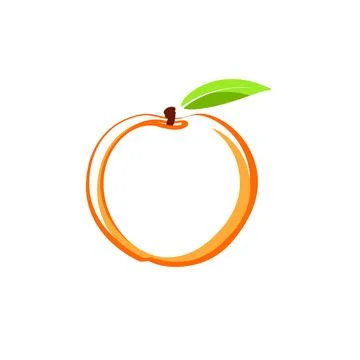 Logo peach. Symbol Vector Design Illustration. Orange peach. Stock Illustration