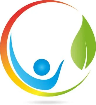 Logo, People, Leaf, Alternative Therapy, Sun Stock Illustration