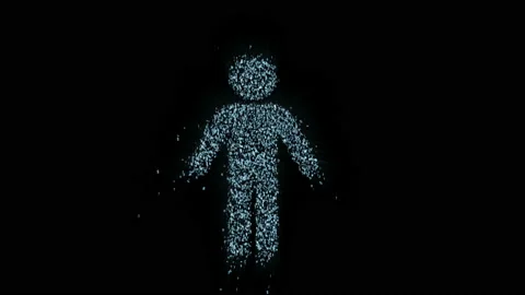 The logo of a person in the digital space, animation consists of a stream Stock Footage 95118939