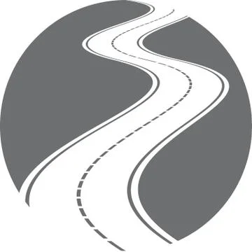 Logo with perspective of curved road 스톡 일러스트