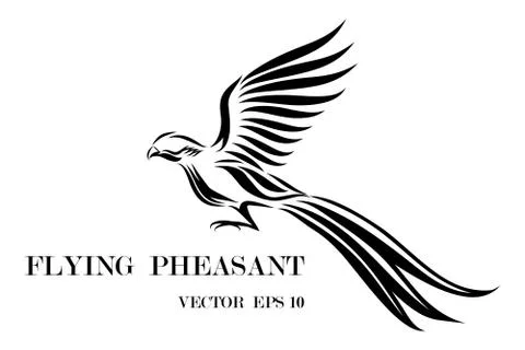 Logo of pheasant that is flying eps 10 Stock Illustration