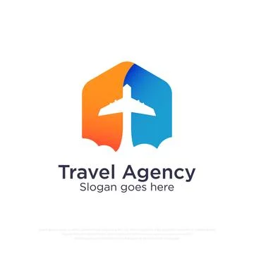 Logo with plane breaking through the clouds with gradient color 스톡 일러스트