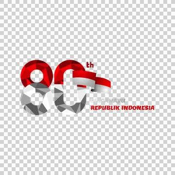 Logo Polygonal Hut RI 80th Indonesia Design Stock Illustration