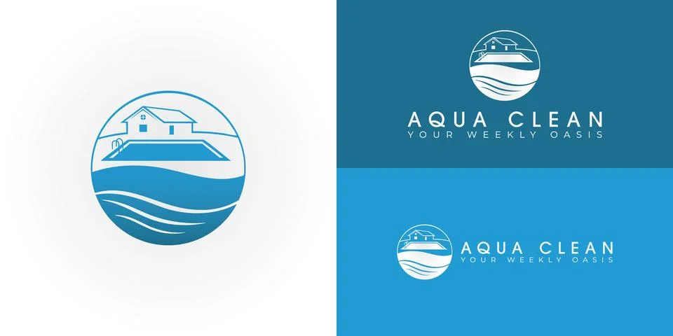 A logo for pool services featuring a clean, circular design. Stock Illustration