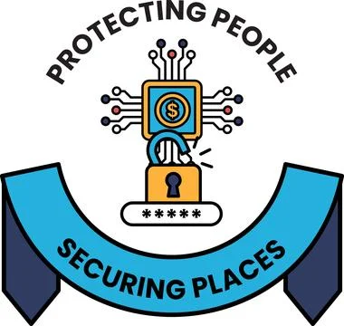A logo for protecting people and securing places Illustrazione stock
