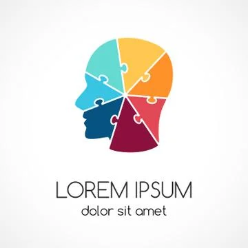 Logo puzzle human face template. Modern vector abstract circle brainstorming 스톡 일러스트