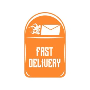 Logo of quick delivery of letters on an orange mailbox Stock Illustration