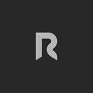 Logo R letter monogram thin lines style, graphic design element business card Stock Illustration